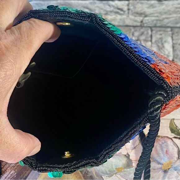 La Regale Sequins Vintage Evening Bag Mini Bag with Shoulder Strap - Picture 6 of 6